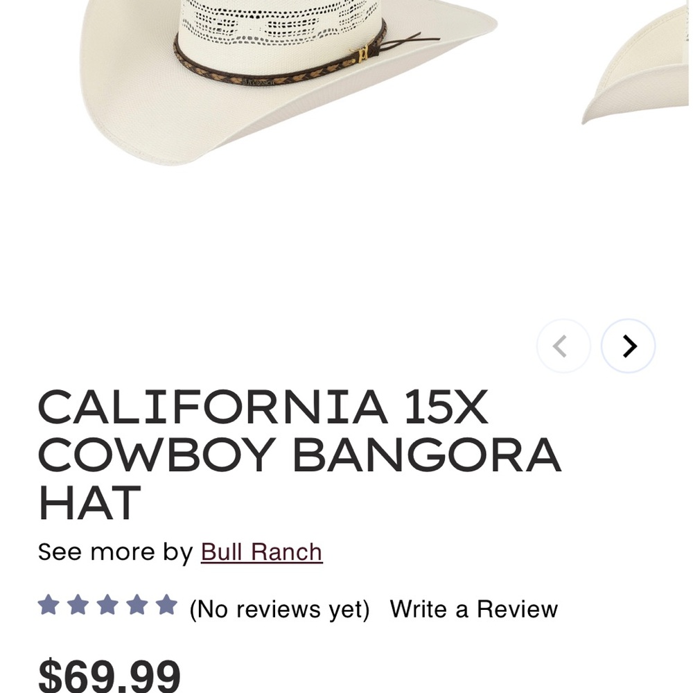Bull Ranch Cream Straw Cowboy Hat with Brown Band - Picture 10 of 10